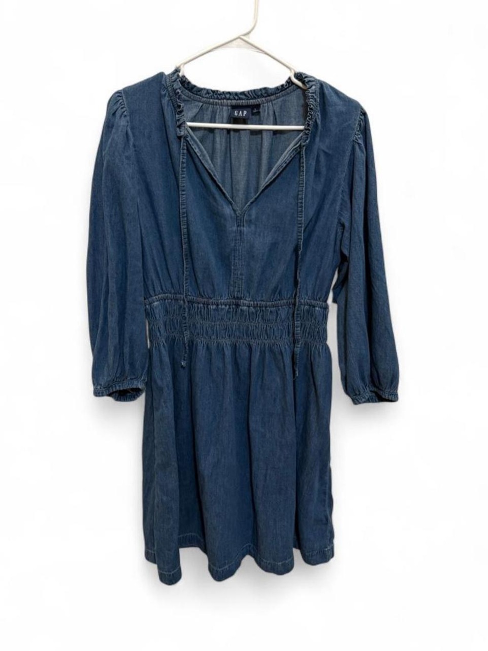 GAP Dark Blue Denim Smocked Waist Long Sleeve Dress
